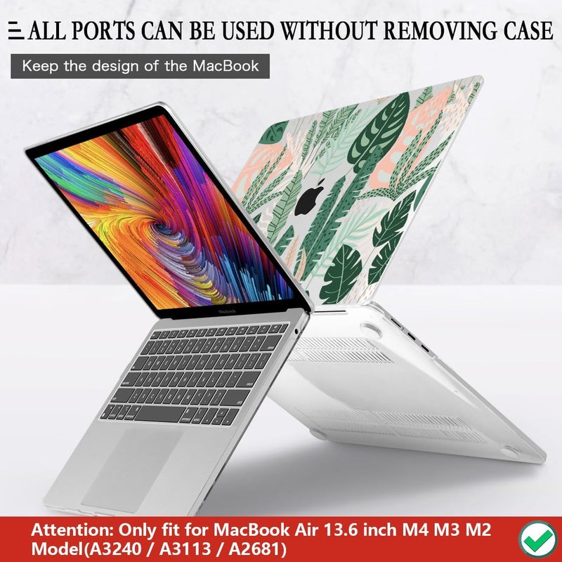 CISSOOK MacBook Air 13.6 inch Case A2681 M2 A3113 M3 with Touch ID, Tropical Palm Leaves, Hard Shell, Keyboard Cover, Screen Protector, Type C Adapter - Image 5